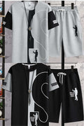 Buy 1 Get 1 Free Men's Summer Set Casual Sports Suit Tracksuit - Short Sleeves T-Shirt  877