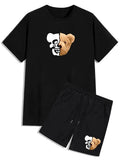Mens Summer Shorts + T-Shirt Set - SS62 - Black Black