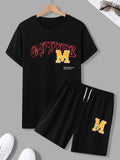 Mens Summer Shorts + T-Shirt Set - SS44 - Black Black