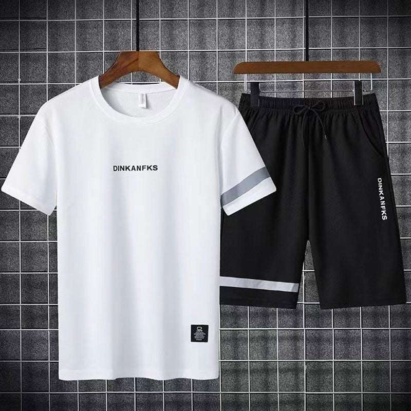 Buy 1 Get 1 Free Men's Summer Set Casual Sports Suit Tracksuit - Short Sleeves T-Shirt  880