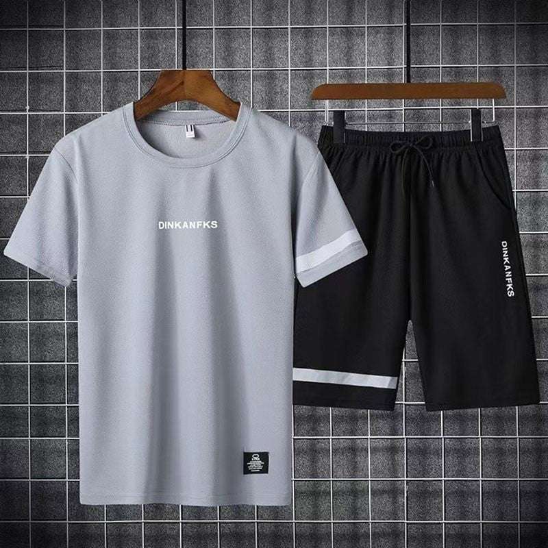 Buy 1 Get 1 Free Men's Summer Set Casual Sports Suit Tracksuit - Short Sleeves T-Shirt  879