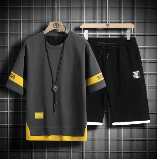 Buy 1 Get 1 Free Men's Summer Set Casual Sports Suit Tracksuit - Short Sleeves T-Shirt  894