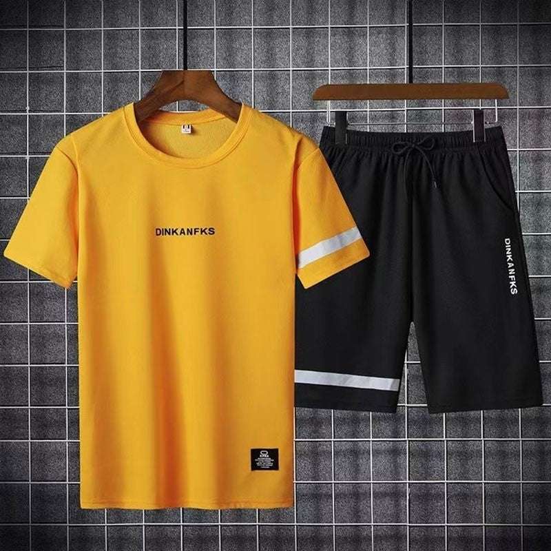Buy 1 Get 1 Free Men's Summer Set Casual Sports Suit Tracksuit - Short Sleeves T-Shirt  873