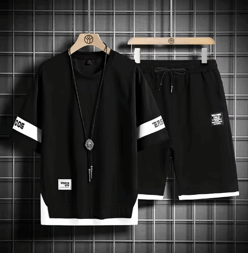 Buy 1 Get 1 Free Men's Summer Set Casual Sports Suit Tracksuit - Short Sleeves T-Shirt  895
