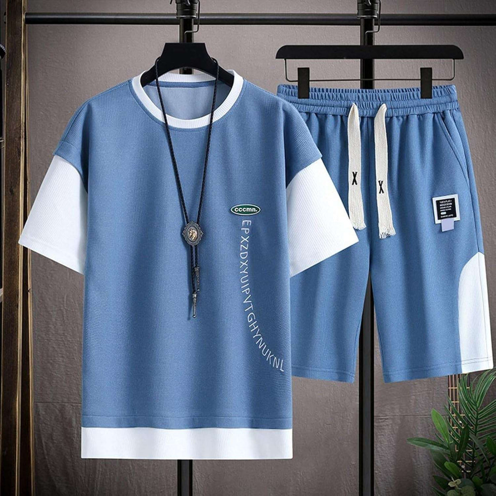 Buy 1 Get 1 Free Men's Summer Set Casual Sports Suit Tracksuit - Short Sleeves T-Shirt  896