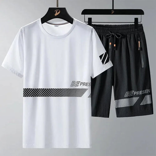 Buy 1 Get 1 Free Men's Summer Set Casual Sports Suit Tracksuit - Short Sleeves T-Shirt  888