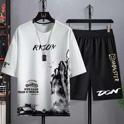 Buy 1 Get 1 Free Men's Summer Set Casual Sports Suit Tracksuit - Short Sleeves T-Shirt  875
