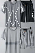 Buy 1 Get 1 Free Men's Summer Set Casual Sports Suit Tracksuit - Short Sleeves T-Shirt  889