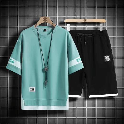 Buy 1 Get 1 Free Men's Summer Set Casual Sports Suit Tracksuit - Short Sleeves T-Shirt  878