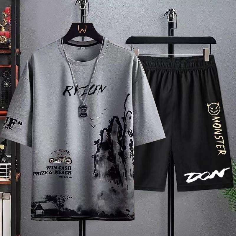 Buy 1 Get 1 Free Men's Summer Set Casual Sports Suit Tracksuit - Short Sleeves T-Shirt  872