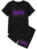 Mens Summer Shorts + T-Shirt Set - SS76 - Black Black