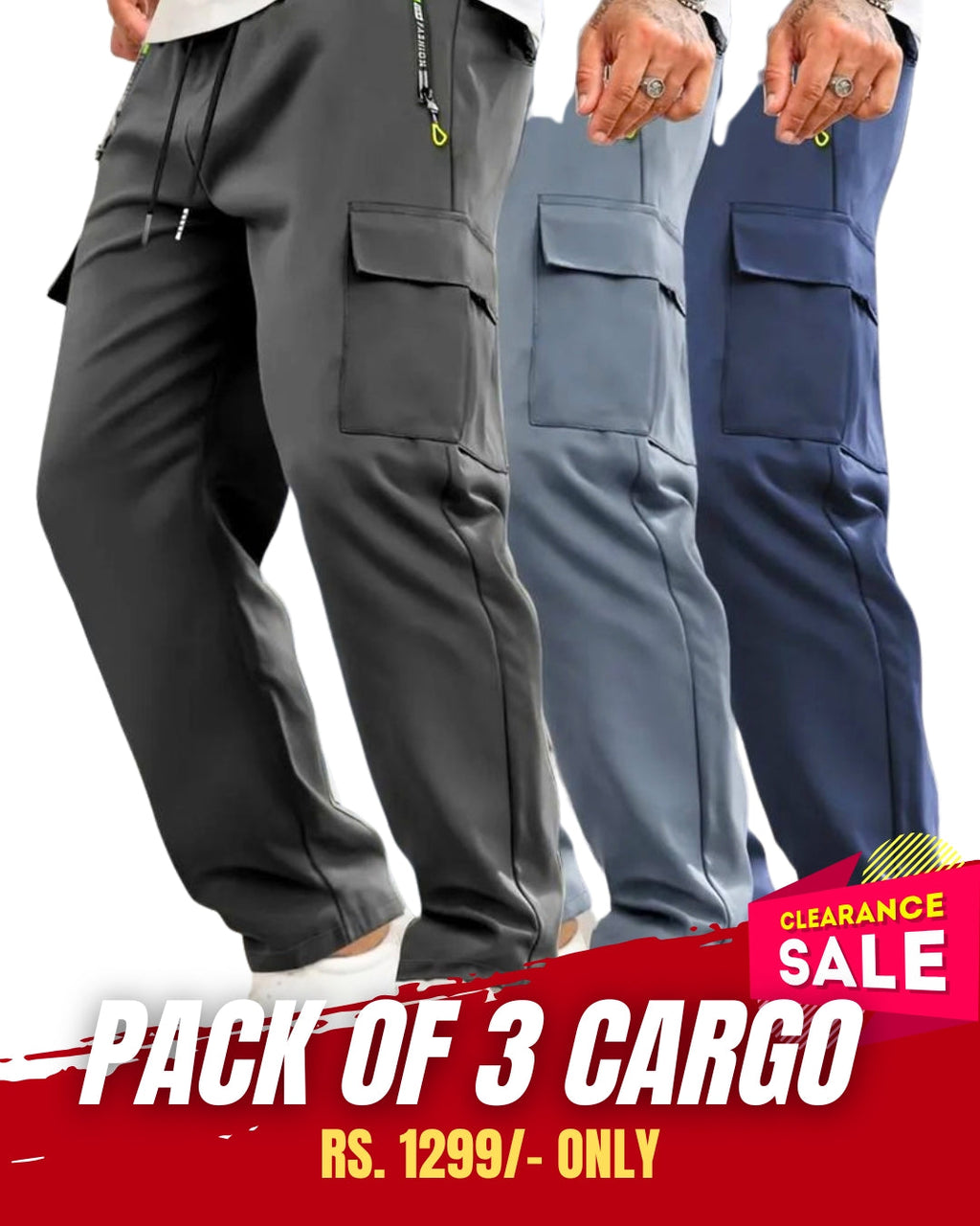 Pack of 3 Cargo Pants for Men & Women - Trendy, Breathable & Durable 786998