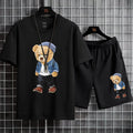 Mens Summer Shorts + T-Shirt Set - TTMSS81 - Black Black