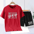 Mens Summer Shorts + T-Shirt Set - TTMSS99 - Red Black