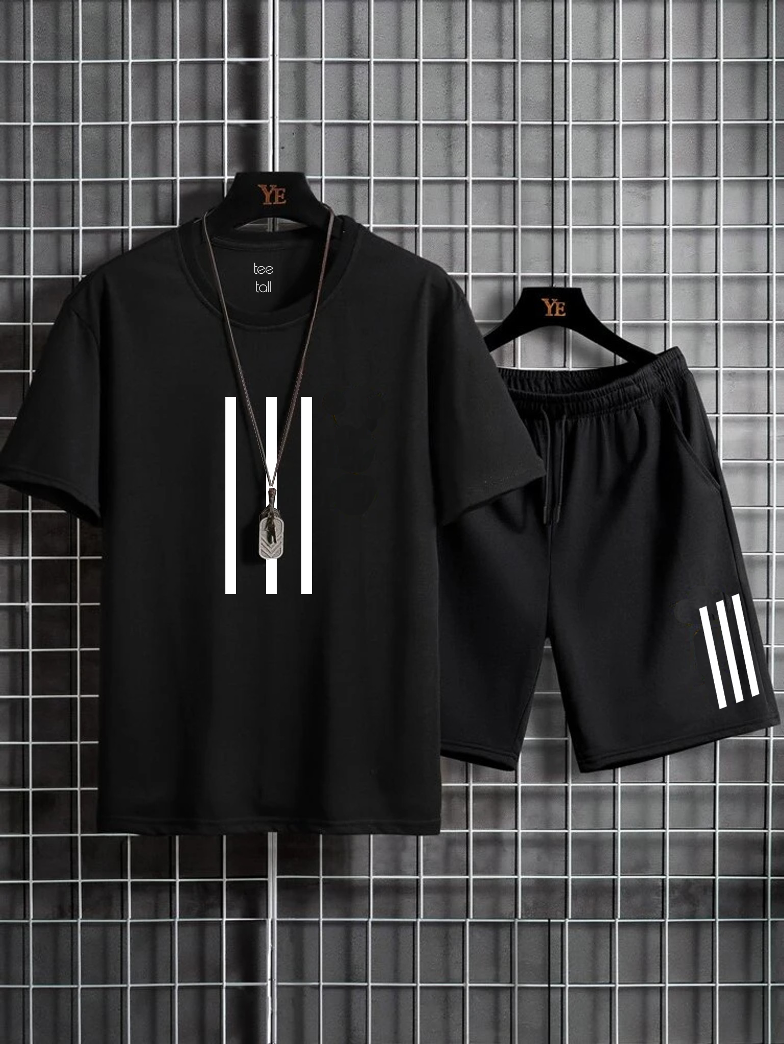 Mens Summer Shorts + T-Shirt Set - SS23 - Black Black