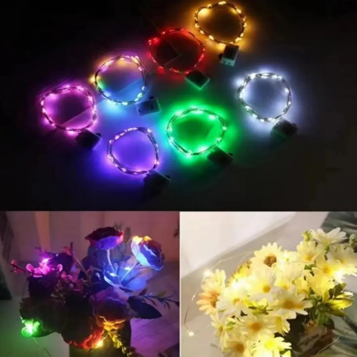 LED Fairy String Lights, Copper/Silver Wire, Waterproof, Battery Operated, Christmas, Wedding, Party Decor, Garland Lighting, String Lights