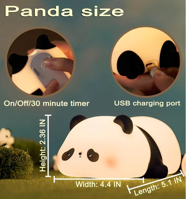 Cute Panda Night Light USB Rechargeable – Baby Safe Silicone LED Night Lamp with Touch Control & Timer | Kids Night Light Pakistan