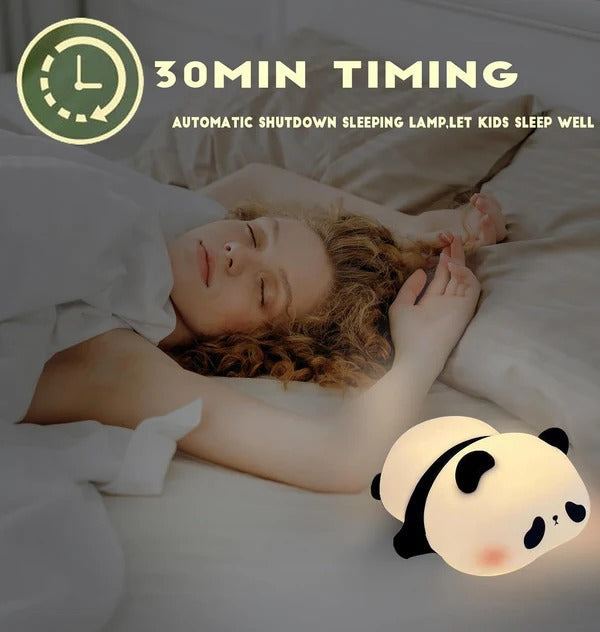 Cute Panda Night Light USB Rechargeable – Baby Safe Silicone LED Night Lamp with Touch Control & Timer | Kids Night Light Pakistan