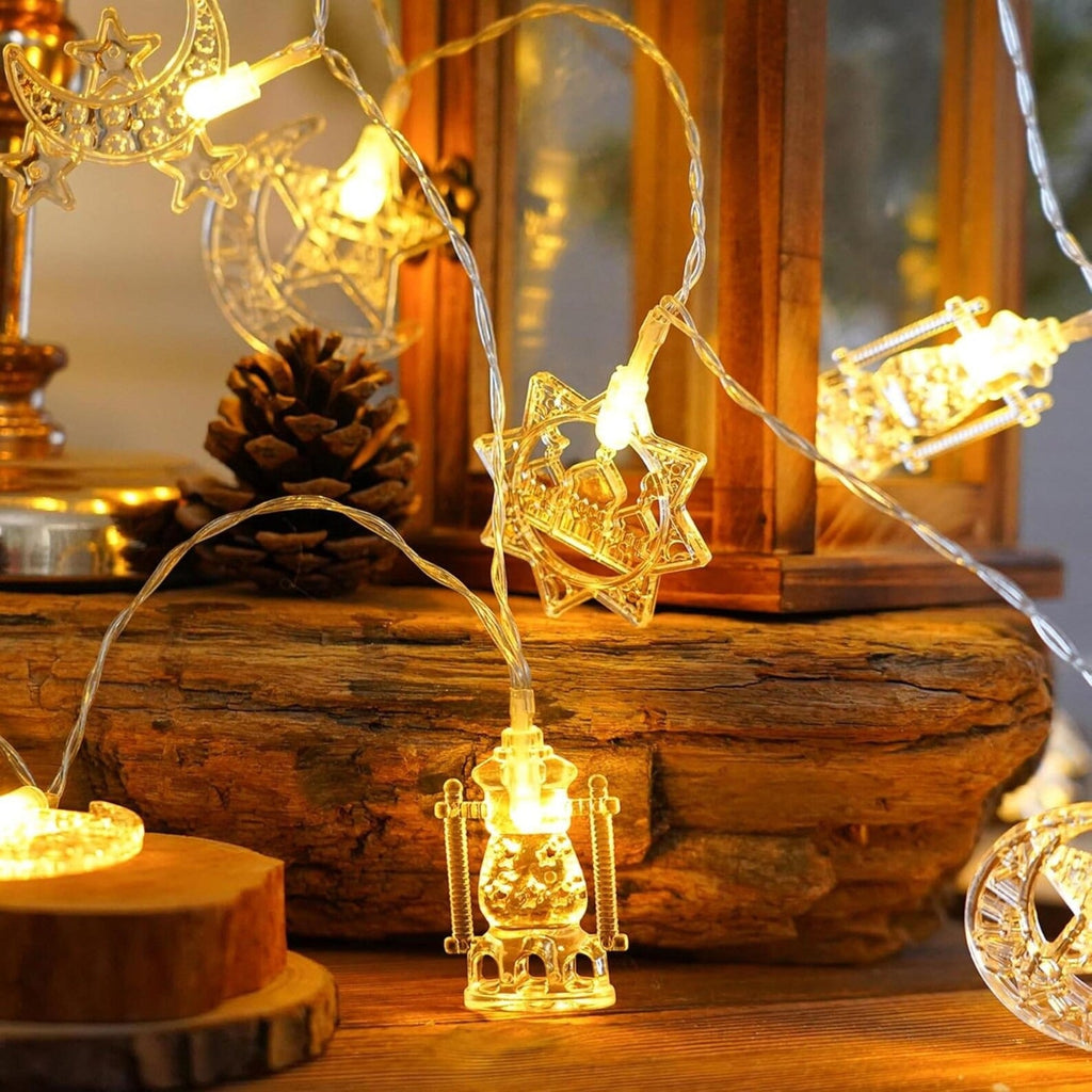 Ramadan String Lights 20 LED Moon Star Lights with Remote | Eid Mubarak Decorations Indoor Outdoor | Ramadan Kareem Home Decor