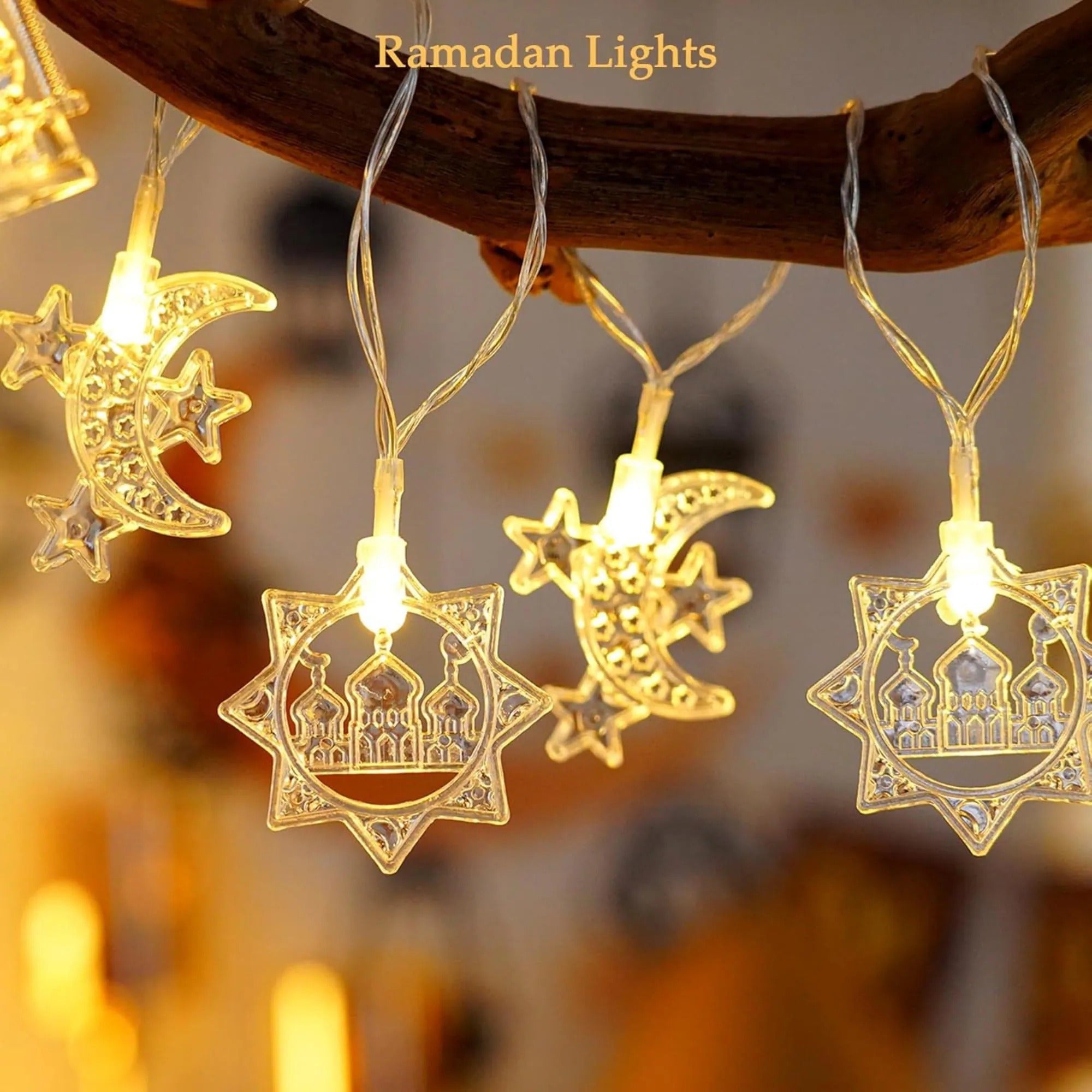 Ramadan String Lights 20 LED Moon Star Lights with Remote | Eid Mubarak Decorations Indoor Outdoor | Ramadan Kareem Home Decor