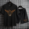 Mens Summer Shorts + T-Shirt Set - TTMSS8 - Black Black